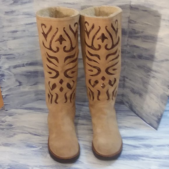 Carlos Santana Shoes - Carlos Santana Suede Artista Shearling Lined Boots sz 8 M